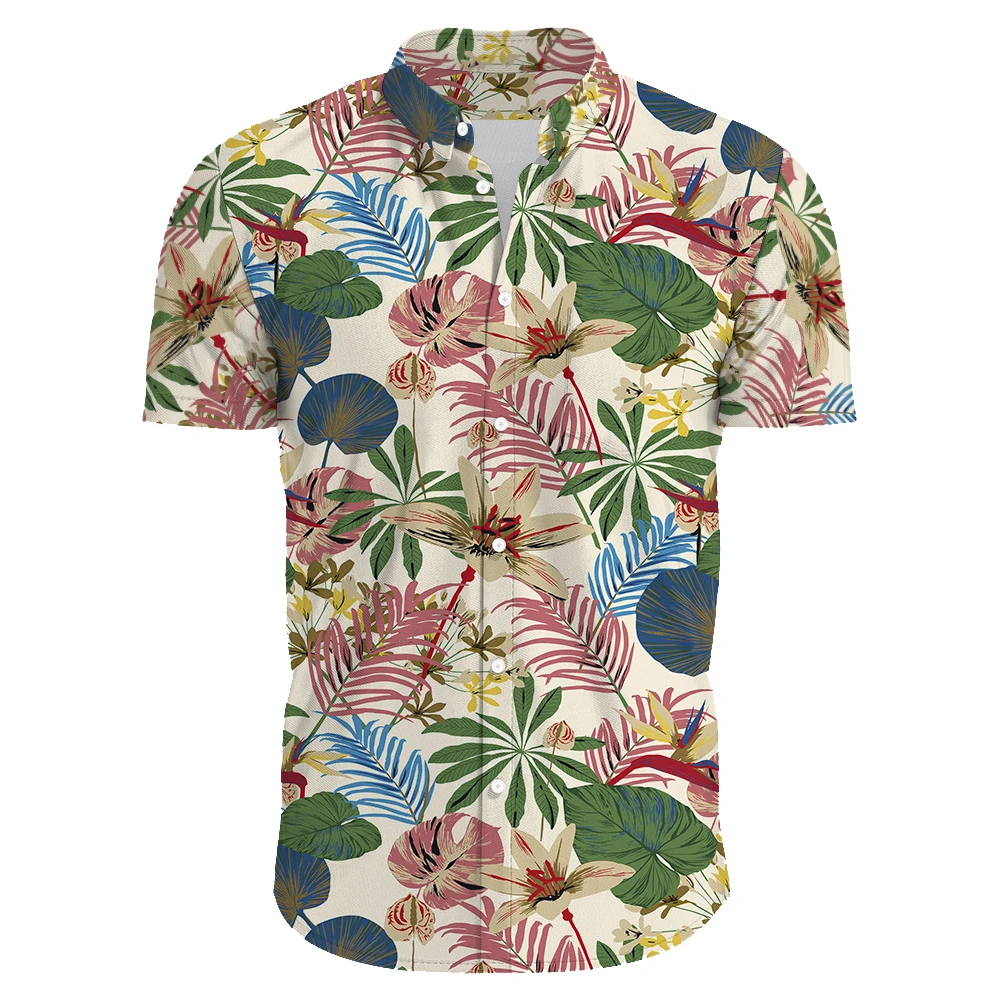 

Men's Holiday Casual Short Sleeve Aloha Hawaiian Shirt Short Sleeve Palm Tree Printed Tropical Aloha Blue Shirts Camisa Hawaiana