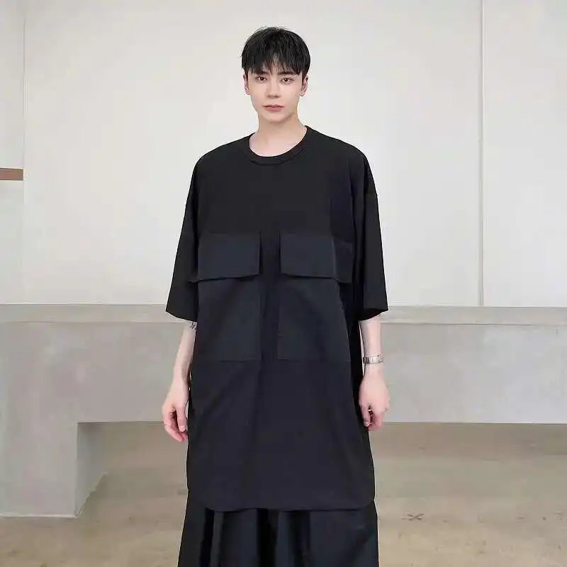 Мужские футболки летняя мода 2025 года дизайн с большими карманами модная одежда