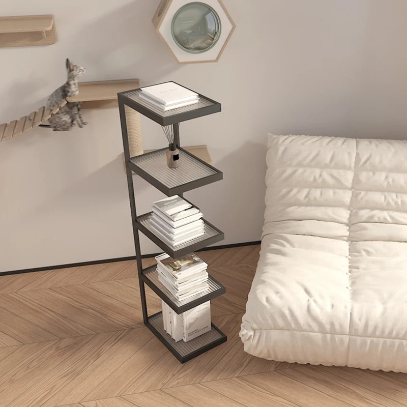 Прозрачный книжный шкаф в скандинавском стиле белый Разделитель с низким углом