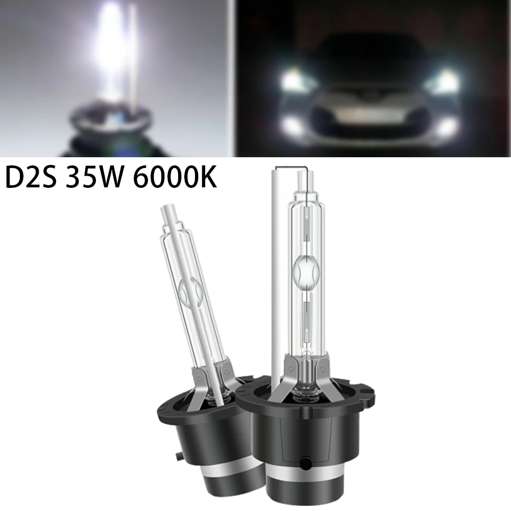 2PCS D2S 35w 6000k HID Xenon Lamp Replacement Low/High Beam Headlight Bulb White Light With Iron Bracket [With Box]