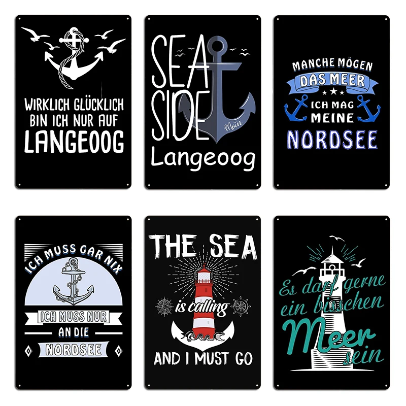 Я действительно счастлив только на Langeoog North Sea Vacation Nordsee Spruch Metal Rusty Vintage Cinema Printing Club