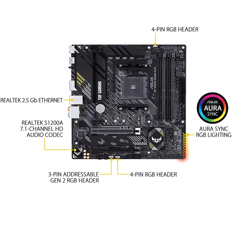 Новый комплект материнской платы ASUS TUF GAMING B550M PLUS Micro-ATX DDR4 3466(OC) МГц 128 ГГц разъем AM4