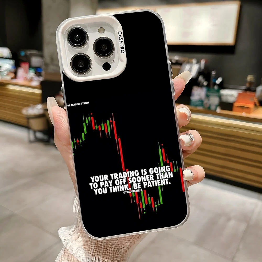 Day Trading Trader Phone Case Colored Silver Trendy For IPhone 16 15 14 13 12 Pro Max 11 2024 Fash