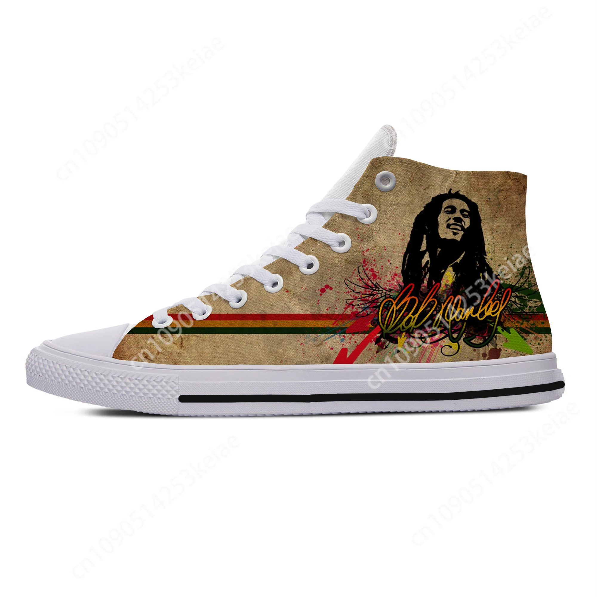 Hot Summer Legend Bob Marley Reggae Music Novelty Design Lightweight High Top Canvas Shoes Men Women Casual Breathable Sneakers