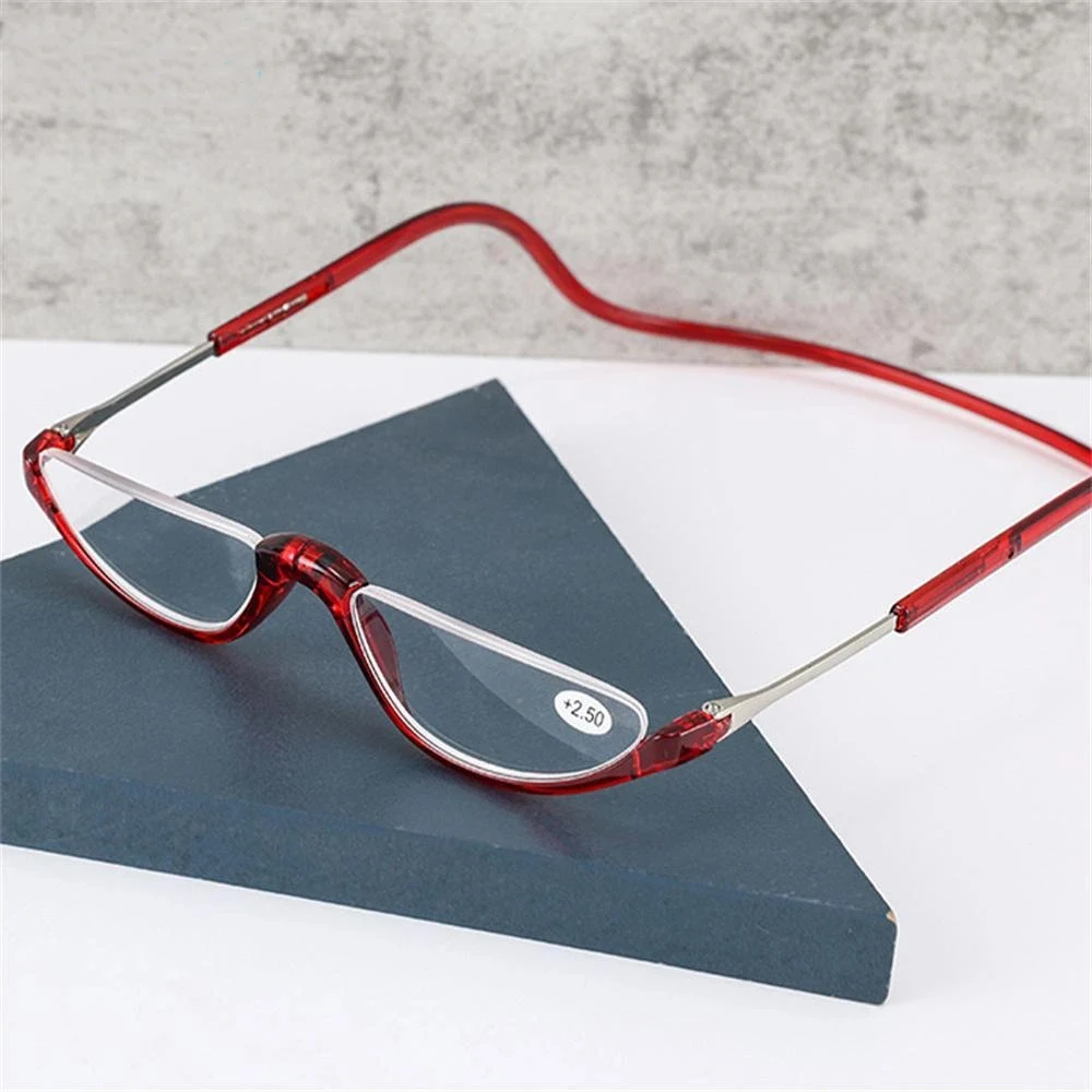 

May Flower Magnet Reading Glasses For Men Women Hanging Neck Half Frame Magnetic Presbyopia Hyperopia Eyeglasses Diopter+1 Gafas