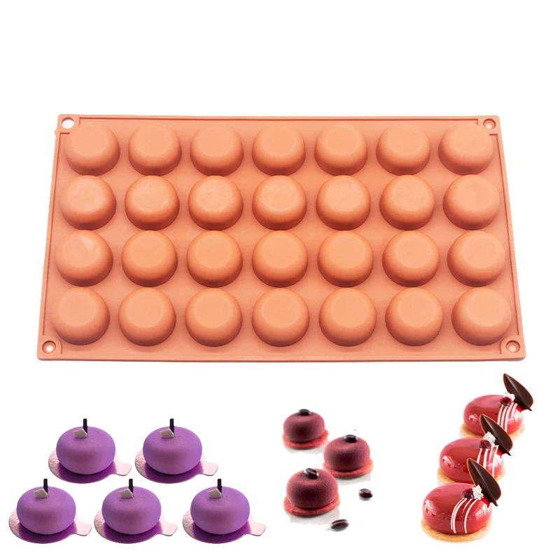 

28 Cavity Oblate Round Shape Silicone Cake Mousse Mold Pastry Tools Chocolate Muffin Dessert Pudding Baking Moulds Accessories