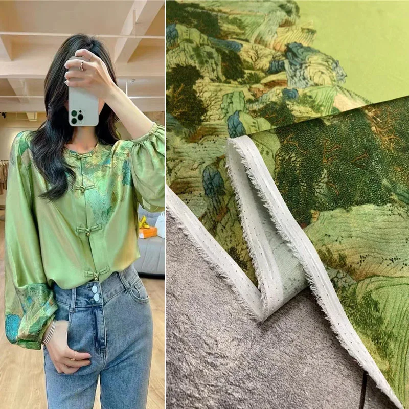 

Серия в китайском стиле, 21 Моми, эластичная саржевая шелковая ткань, Модная легкая Роскошная ткань для рубашек и платьев, швейная ткань ручн...