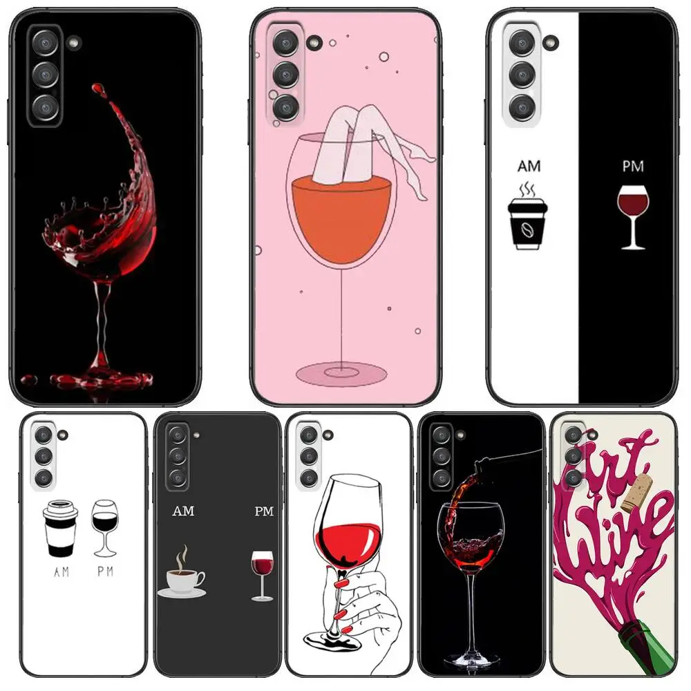 

coffee Red Wine goblet Phone cover hull For SamSung Galaxy s6 s7 S8 S9 S10E S20 S21 S5 S30 Plus S20 fe 5G Lite Ultra Edge