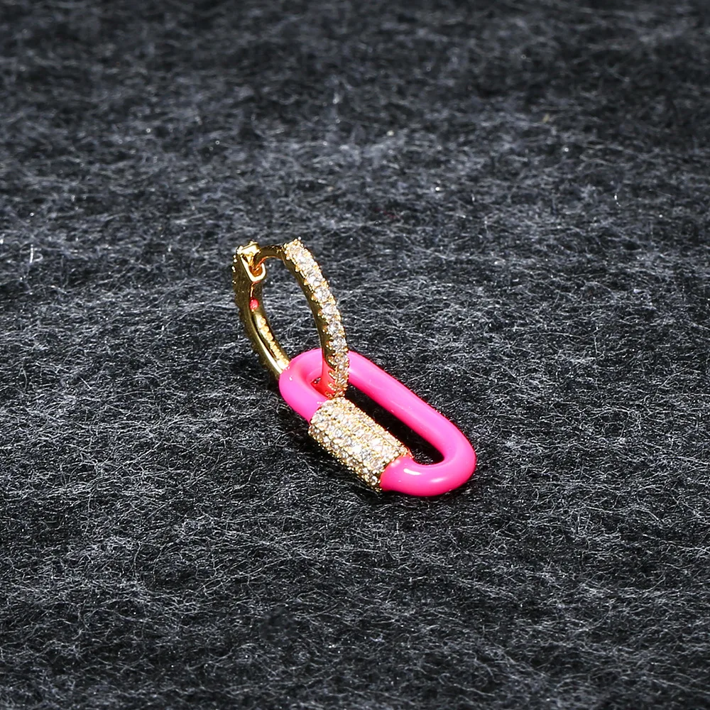 

APM STYLE High Quality 925 Sterling Silver Single Rose-red Lock Earrings With Exquisite Quality And Diamond Small Earrings