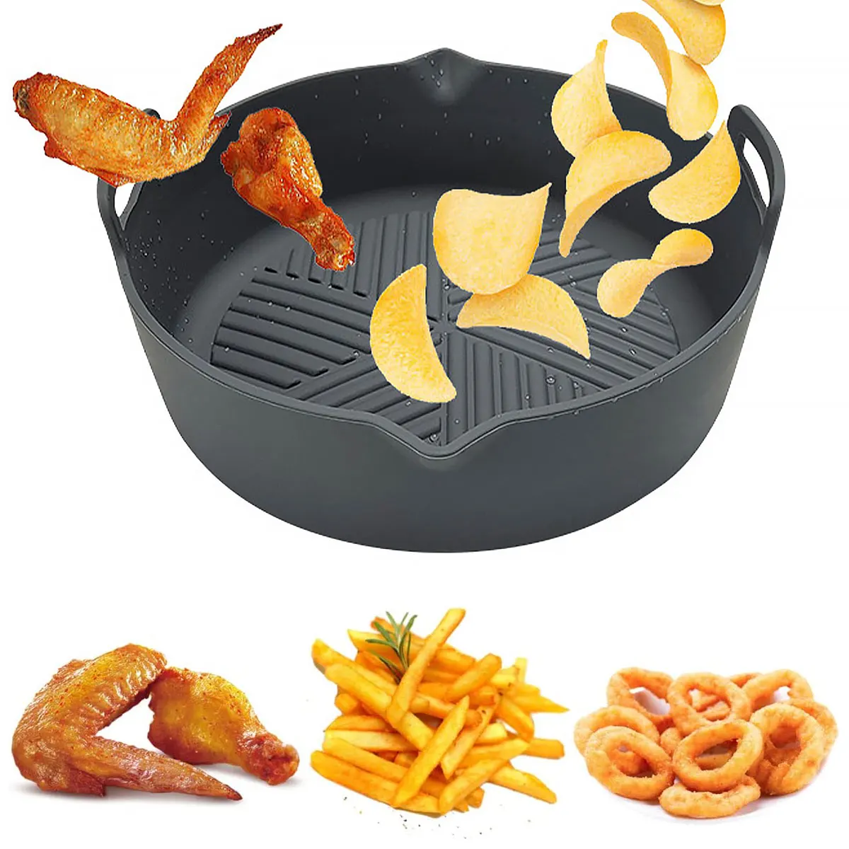 Силиконовая миска для фритюрницы многоразовая силиконовая сковорода 8 дюймов