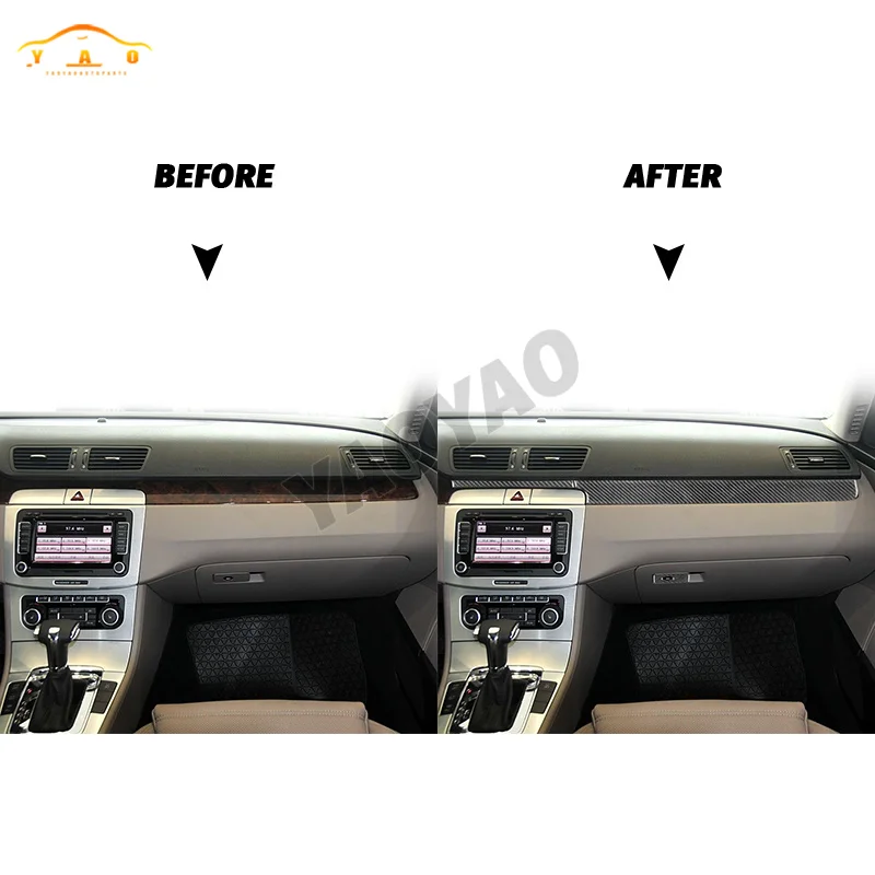 Фото Углеродное волокно для VW Volkswagen Passat B6 2006-2011, приборная панель, ручка перчаточного ящика, накладка на панель, аксессуары для салона автомобиля №2