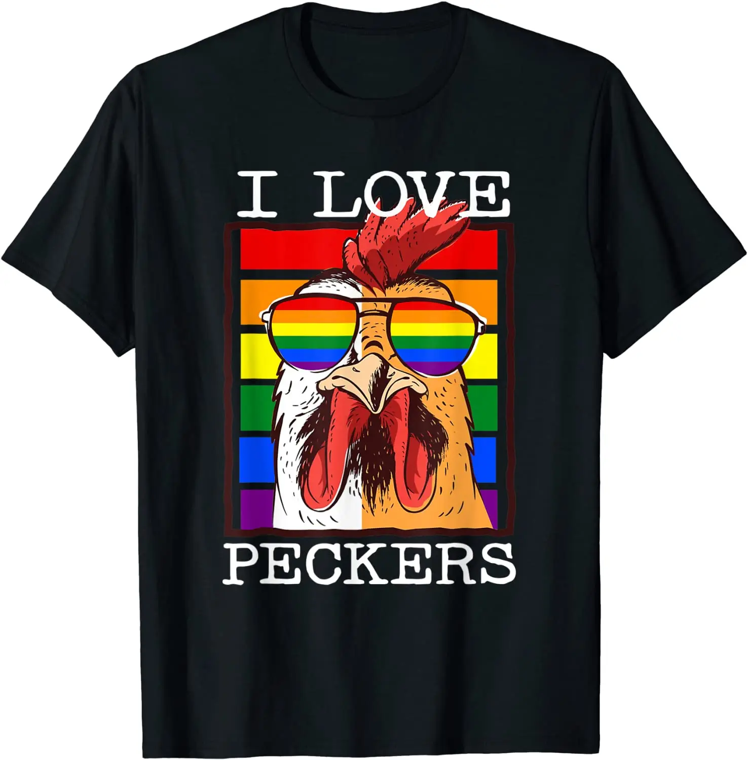 

Мужская футболка I Love Peckers Rooster геи ЛГБТ Rainbow Chicken Dad