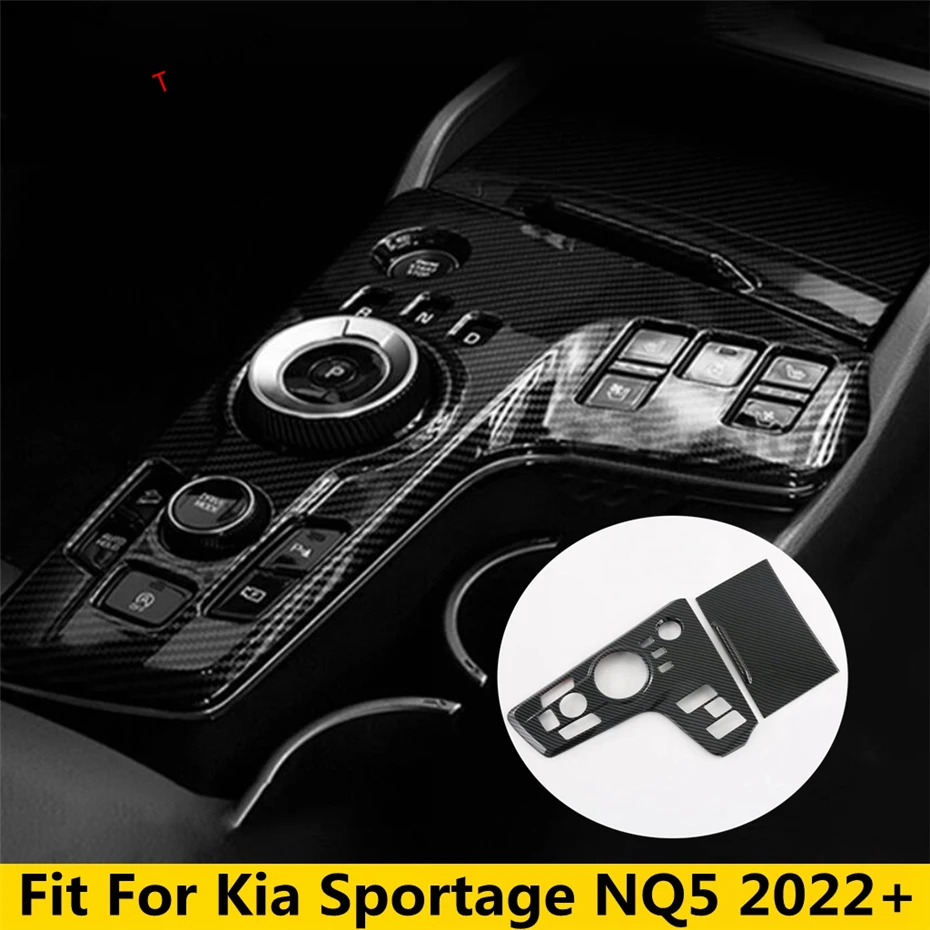 

Car Central Console Gear Shift Panel Water Cup Frame Cover Trim For Kia Sportage NQ5 2022 2023 Carbon Fiber Accessories Interior