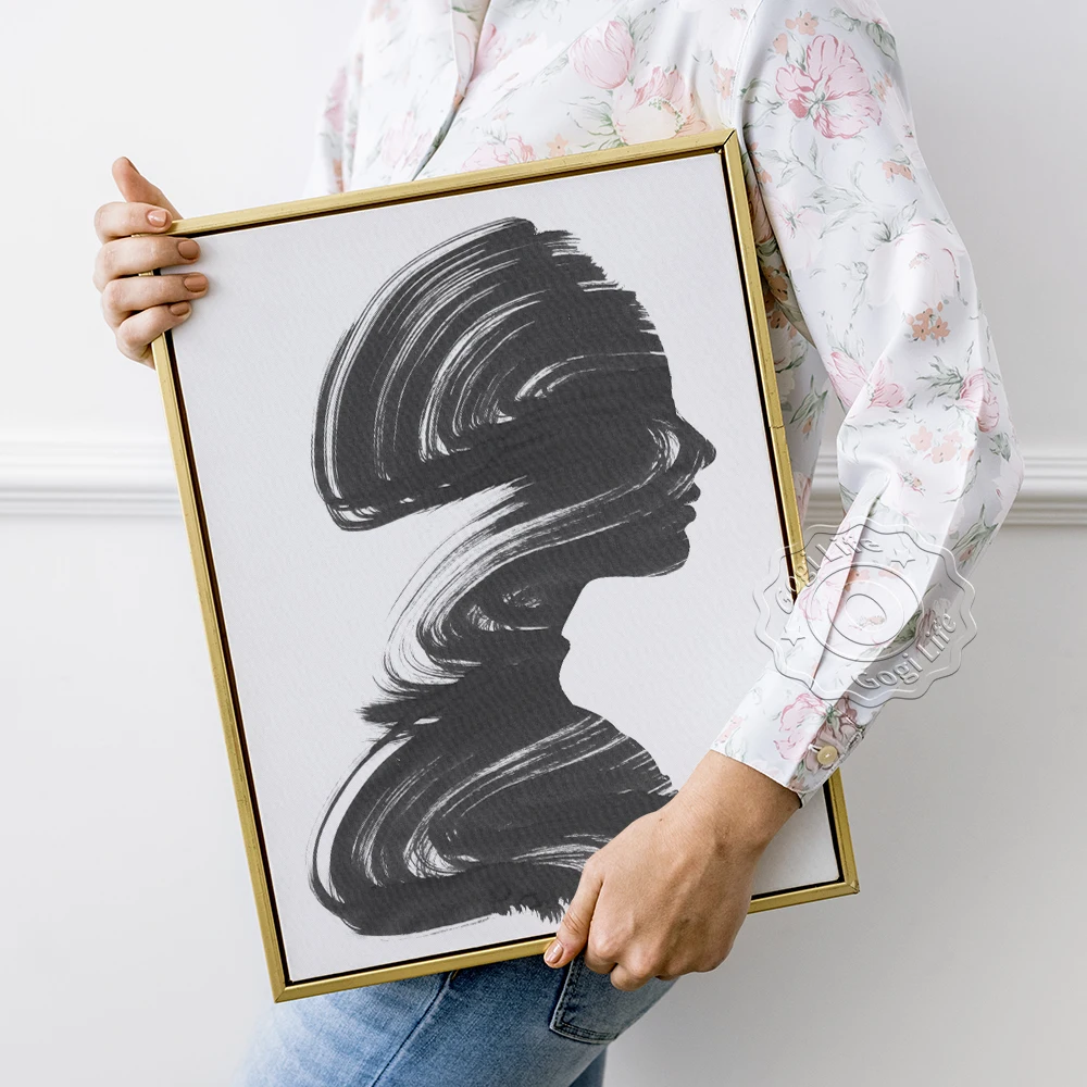 

Black White Minimalist Art Design Women Poster Prints Wall Picture Creative Canvas Painting Modern Hotel Room Toilet Lobby Decor