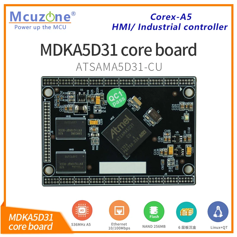 Кодовая плата MDKA5D31 QT GUI, ATMEL ATSAMA5D31, 536 МГц ЦП, 256 Мб DDR2, 256 Мб NAND, высокоскоростной USB, ISI, Ethernet 4G LTE SPI CAN