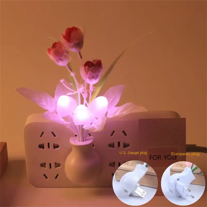 

Lovely Mushroom Lilac Night Lamp Colorful LED Lamp Romantic Night Lighting For Home Bedroom Art Romantic Decoration US/EU Plug