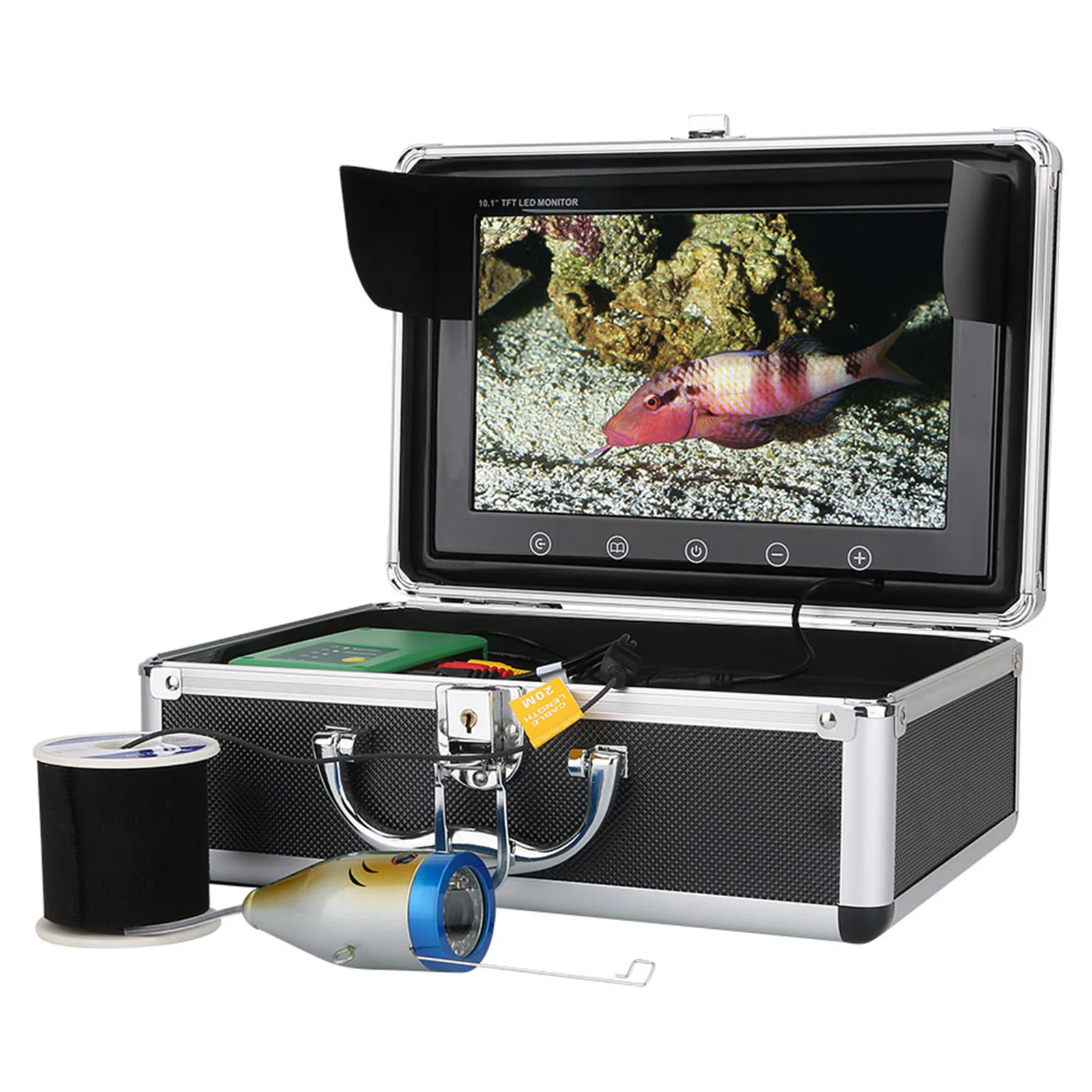 

Подводная видеокамера для рыбалки, рыбопоисковый прибор 1000 ТВЛ с лампой для подледной/морской/речной рыбалки, 10 дюймов, 15 м/30 м/50 м, 1 комплект