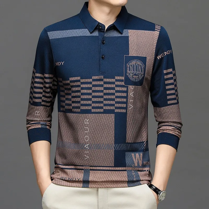 

Street Apparel 2023 New Men's Mid Youth Polo Neck Breathable Fashion Versatile Trend Long Sleeve T-shirt POLO Shirt