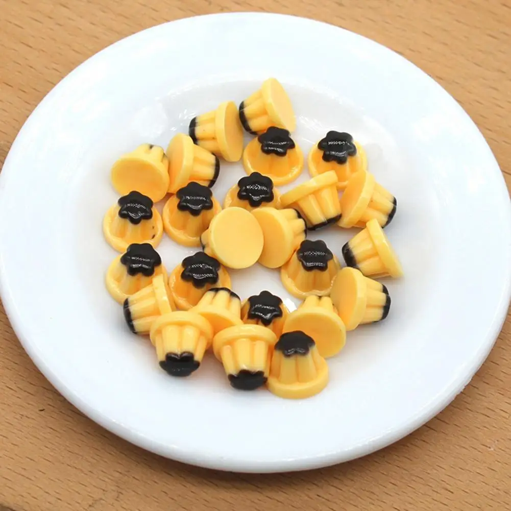 

Fine Workmanship Resin Crafts 1/12 Doll House Miniature Chocolate-Pudding Jelly Kitchen Toys for Decoration