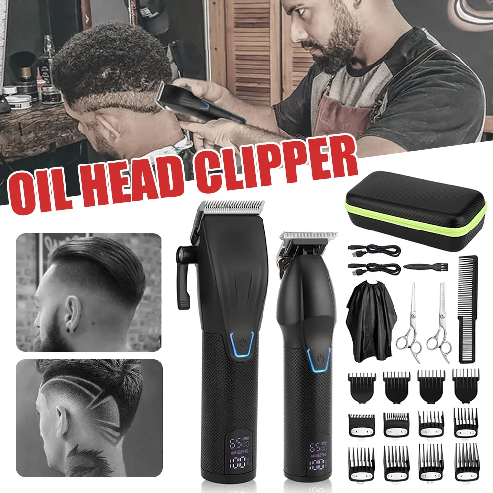 

Hair Clippers For Men Professional Cordless Hair Clipper T-Blade Trimmer Kit With Guide Combs LED Display Electric Hair Cutting