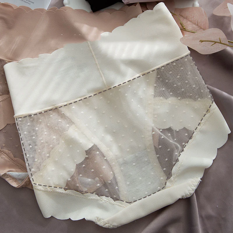 

Женские трусики с кружевной отделкой в японском стиле, шелковые трусики, хлопковые трусы, нижнее белье для женщин, трусы с высокой талией