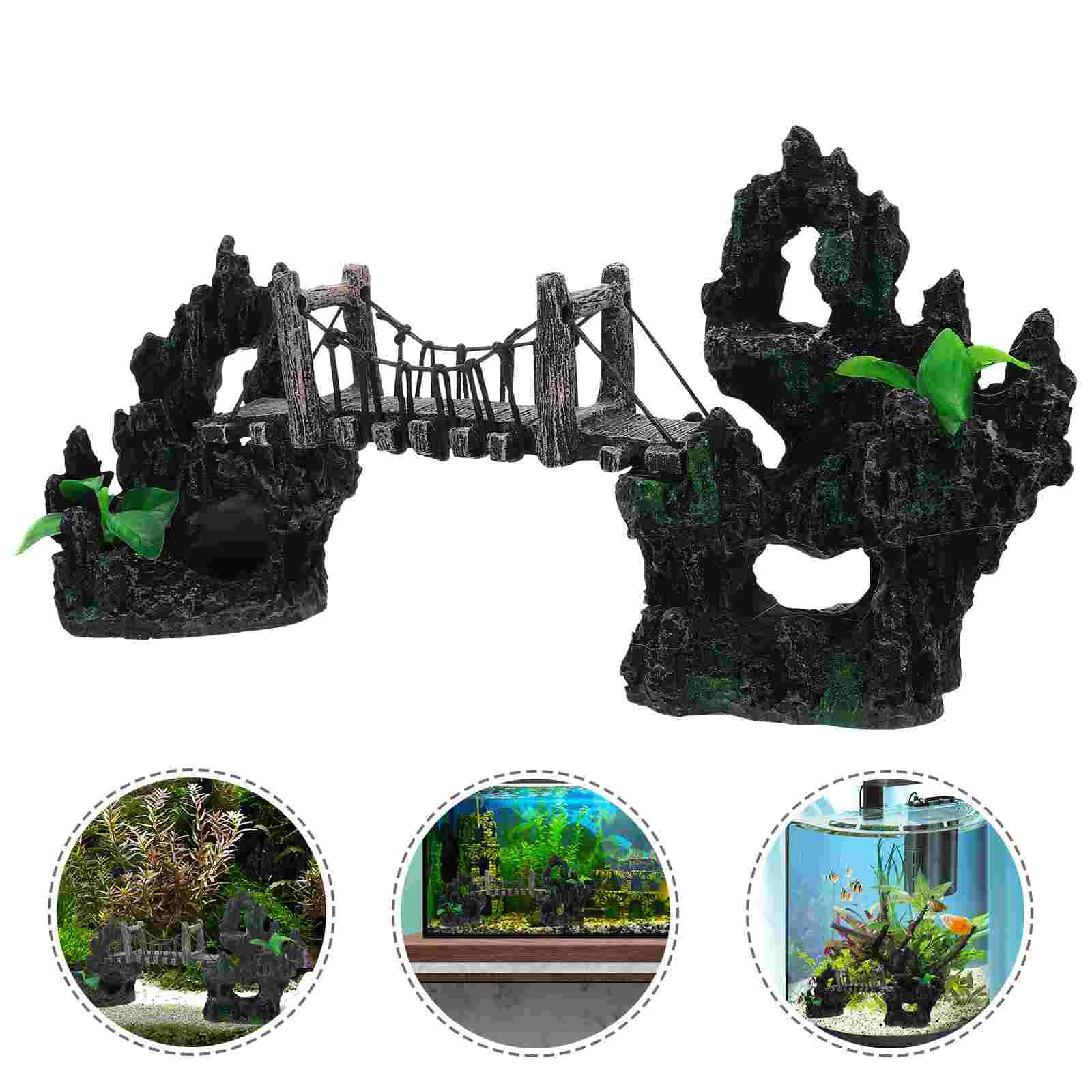 

Aquarium Suspension Bridge Decor Resin Rockery Adornment Lifelike Drawbridge Model Decor