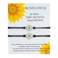 tulx 2pcs sunflower daisy flower adjustable woven bracelet ladies summer jewelry couple bracelet lucky friendship wholesale