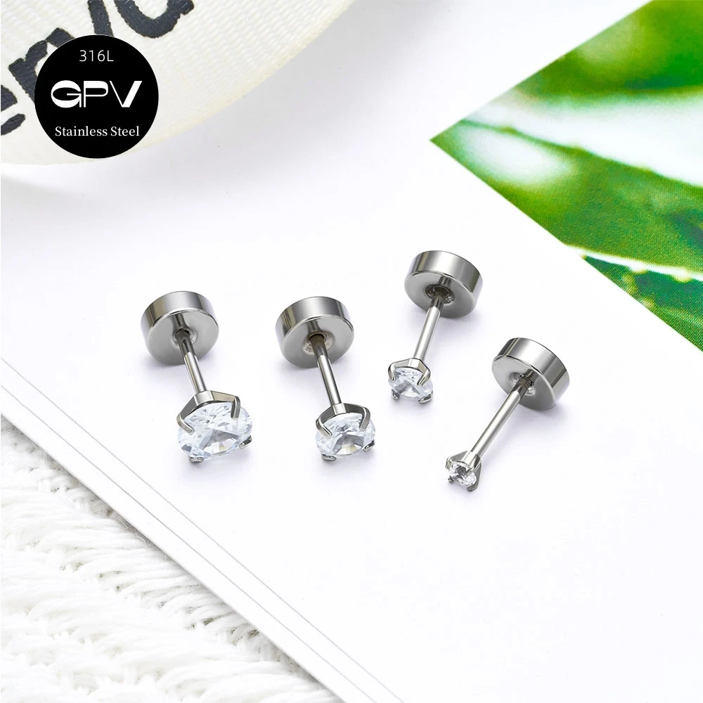 1 шт. медицинский гвоздь из нержавеющей стали 316L круглый циркон с четырьмя