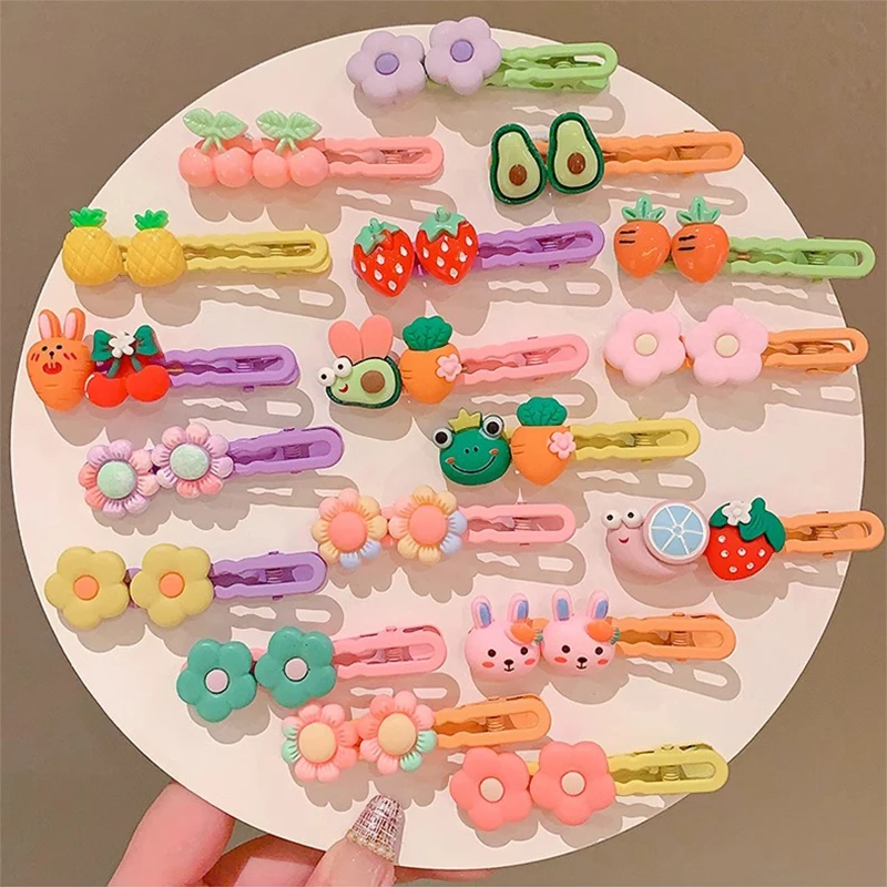 [Набор из 5 предметов] детские боковые заколки с мультяшной фруктовой челкой