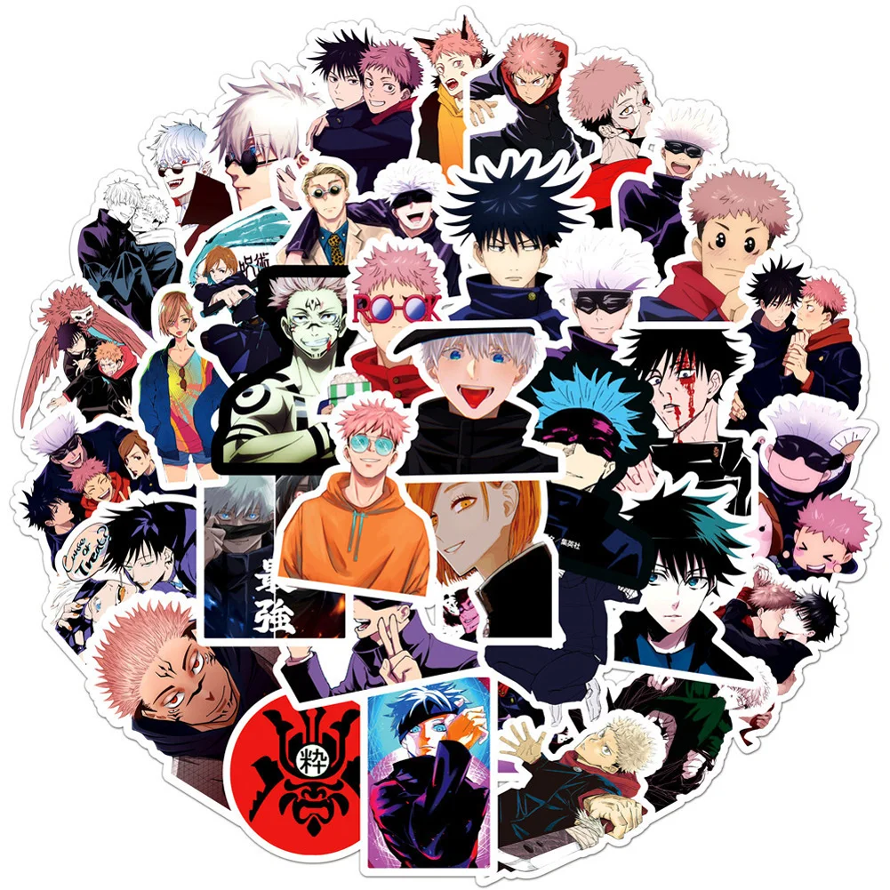 

10/30/50PCS Hero Academy Jujutsu Kaisen Demon Slayer Anime Stickers Aesthetic Laptop Water Bottle Graffiti Decals Kids Sticker