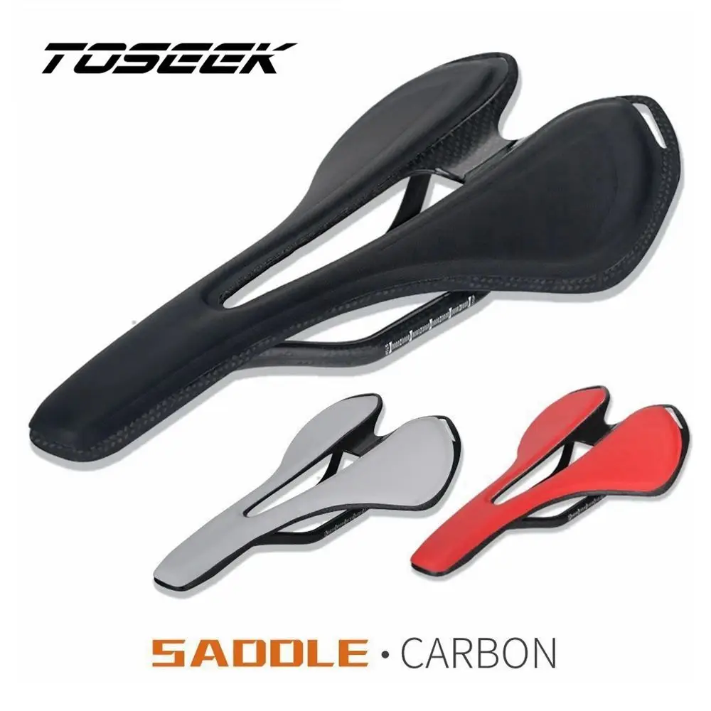 Saddle Carbon + Leathe Soft Seat Cushion Carbon Rails 7x9mm 
