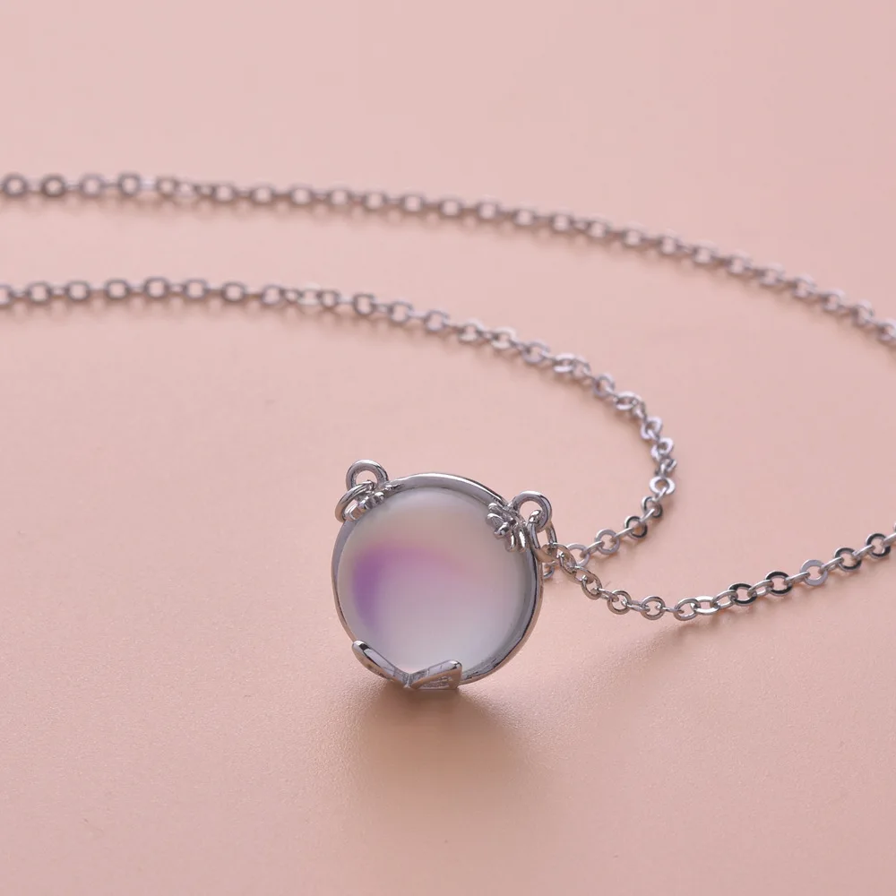 

Clavicle Chain Female Student 925 Sterling Silver Moonlight Stone Flower Bud Necklace Pendant Simple Birthday Couple Gift