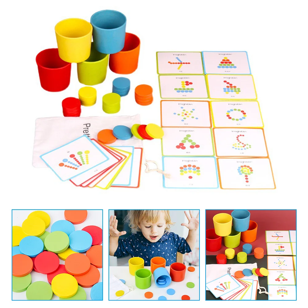 

Color Sorting Toywooden Block Wood Puzzle Games Kids Learning Toddler Game Montessori Child Parent Cup Round Kid Board Matching
