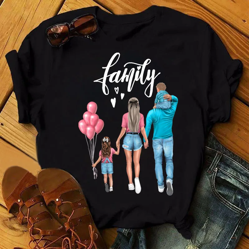 

T-shirt Women Family Mother Mom Dad Print Tops Casual 90s Fashion Trend Clothes Women Graphic Tshirt Top Lady Female Black Tees