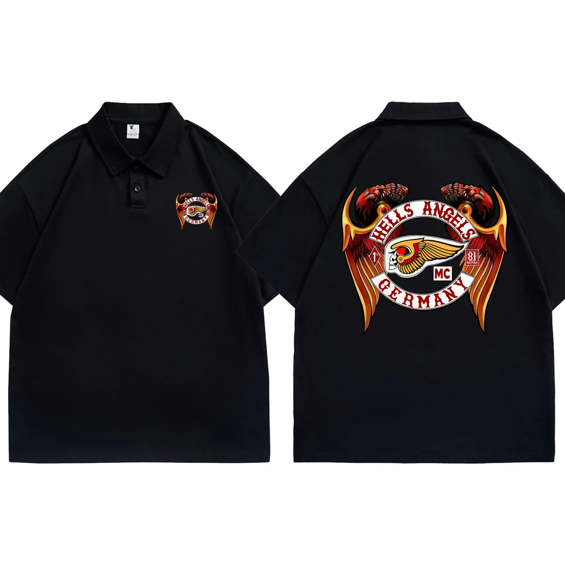 

Summer Causal Hells Angels Motorcycle Club Germany Vintage Polo Shirt Custom Logo Printed Text Picture Brand Breathable Men