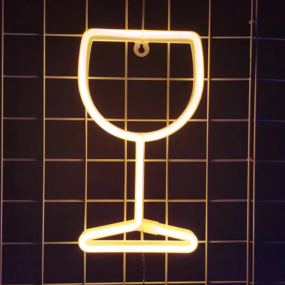 

Decorative Neon Light Creative Wine Glass Neon Light Non-glaring Decoration Lamp Table Lamp