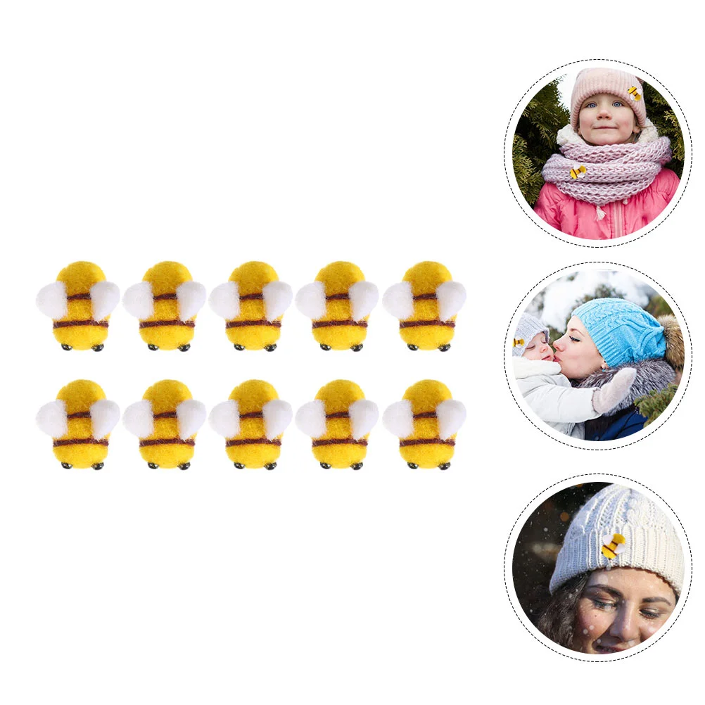 

20 Pcs Mini Plushies Wool Felt Bee Hat Decoration Craft Toy Ball Day Party Baby