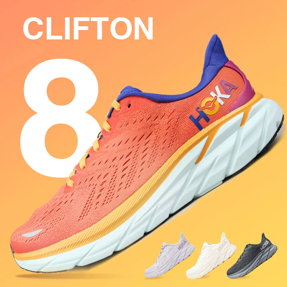 

HOKA Classic Clifton 8 Men Marathon Running Shoes Breathable Women Light Wearable Slip-resistant Cushion Casual Tennis Shoes