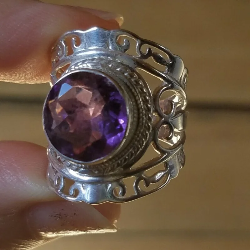 

Retro Fashion Punk Style Geometric Exaggerated Ring Set Silver Zircon Ring for Women Punk Party Jewelry Gift