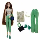 Одежда для куклы Барби, 11,5 дюйма, серебристая рубашка, зеленые брюки, обувь, очки, аксессуары для шарнирных кукол, детские игрушки сделай сам, 16