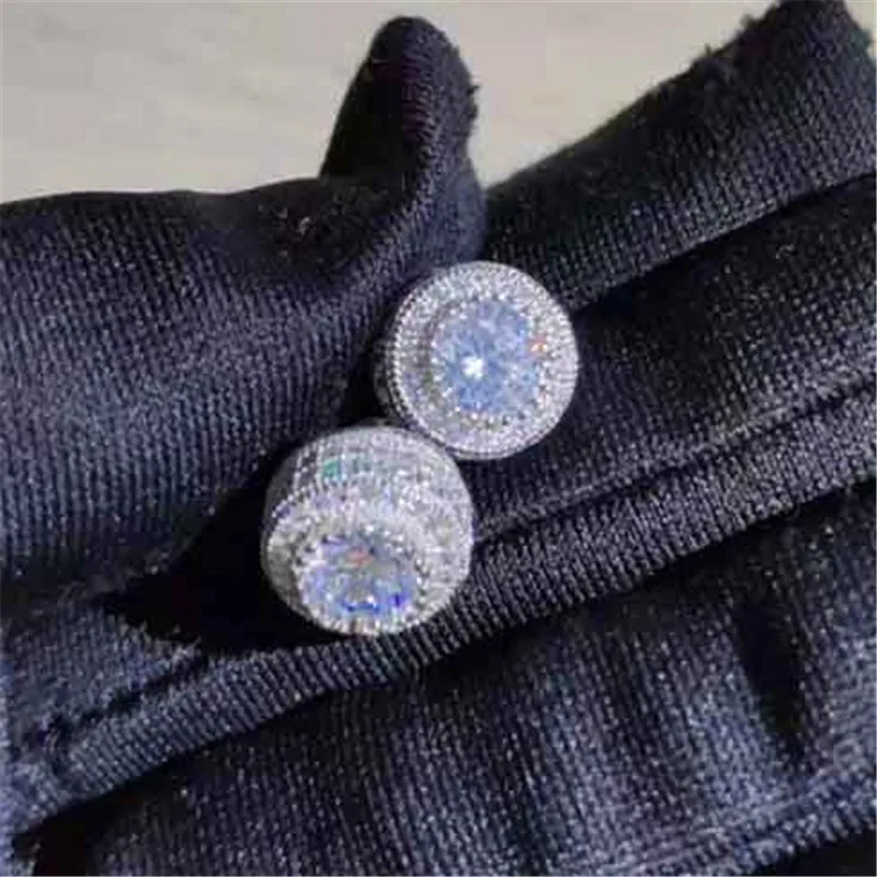 

Modern Ladies Fashion Princess Cut 1.5ct Inlaid Round Zircon Stud Earrings
