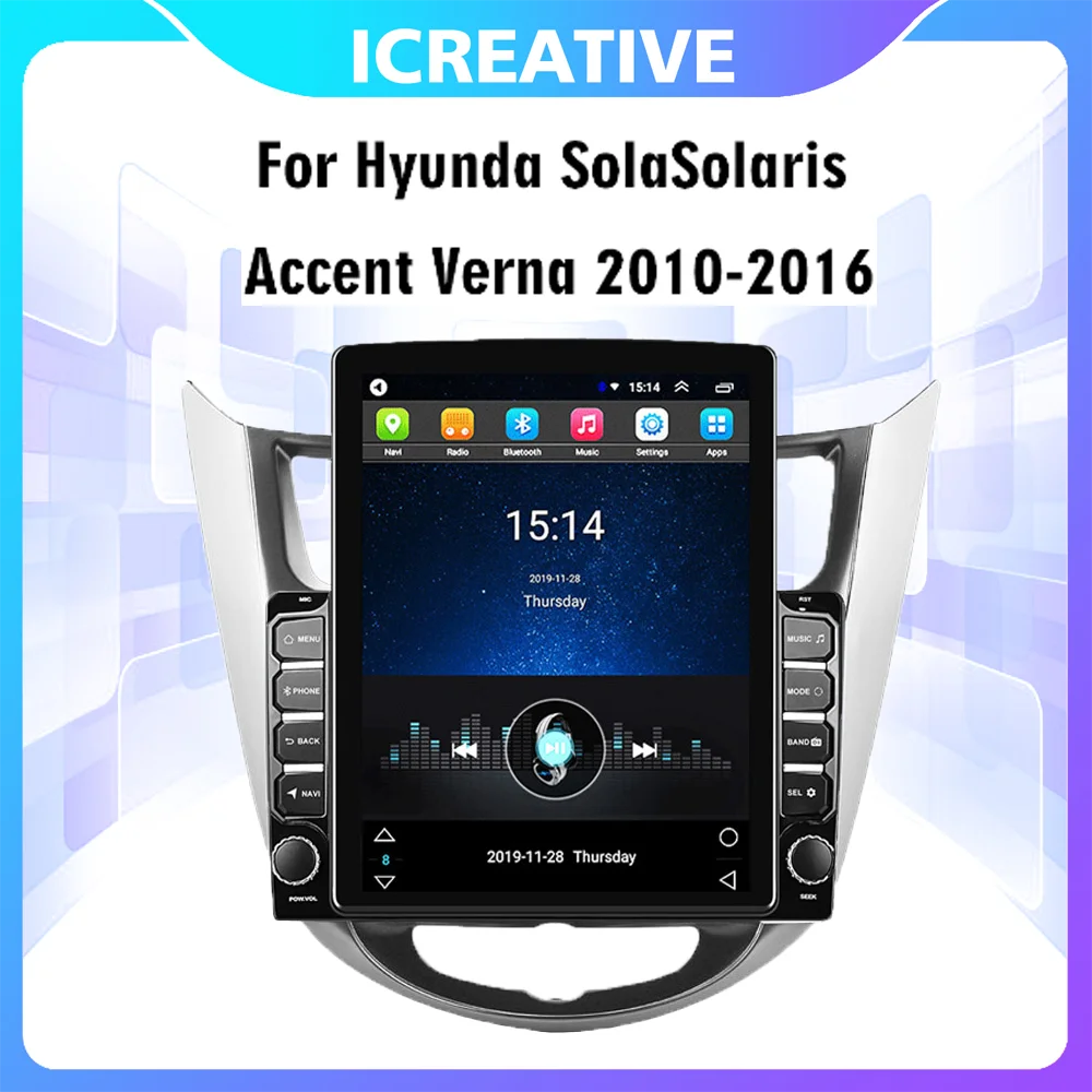 

For Hyundai Solaris Accent Verna 2010-2016 2 Din 9.7" Tesla Screen Car Multimedia Player 4G Carplay Autoradio GPS Android