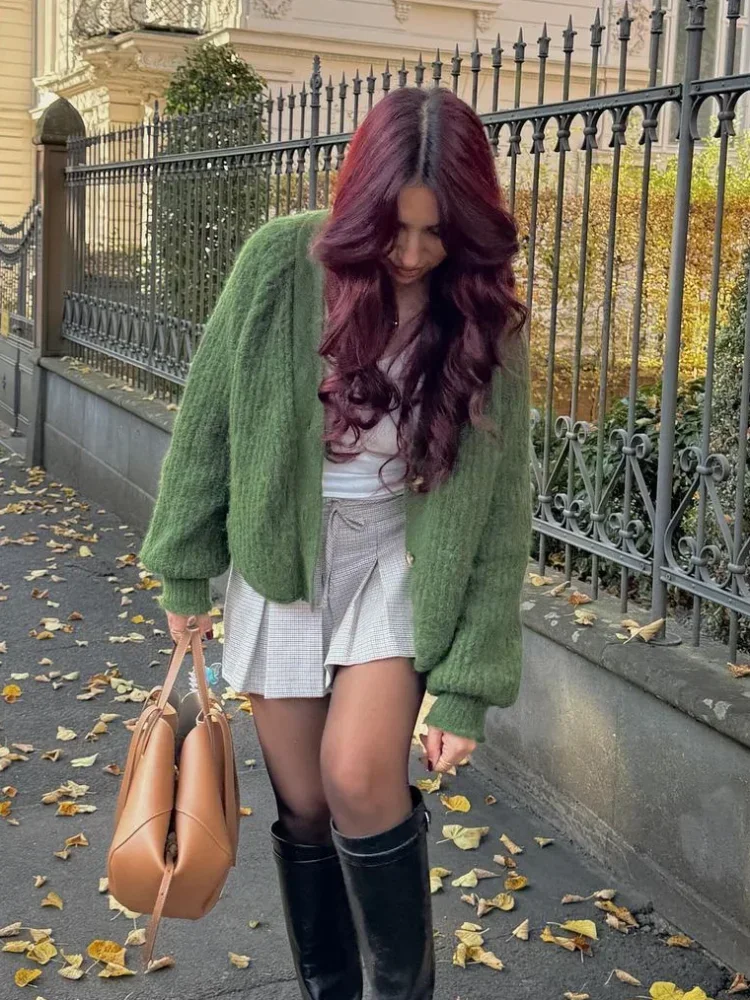 Модные женские однотонные вязаные кардиганы с длинными рукавами женский