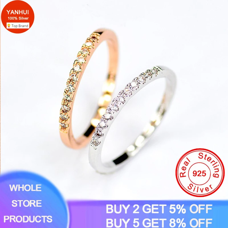 

Women's Jewelry Micro Pave Cz Zircon Crystal Wedding Band Eternity Stacking Ring Fashion 2mm Silver/ Rose Gold Anniversary Band