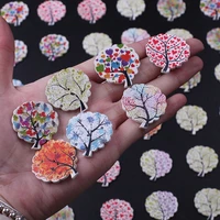 100pcs colorful butterfly heart tree wooden decorative buttons wood buttons sewing scrapbook for diy child clothes accessories