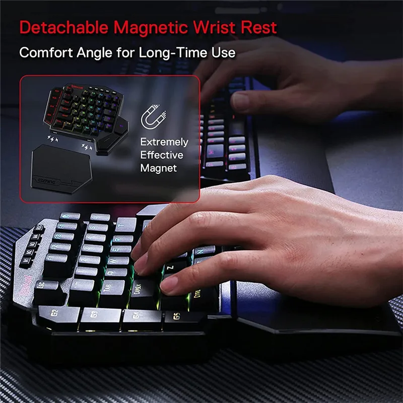 REDRAGON K585 DITI One-Handed Mechanical Keyboard 2.4Ghz RGB Wireless Gaming Keypad Detachable Wrist Support for PC Laptop Gamer enlarge