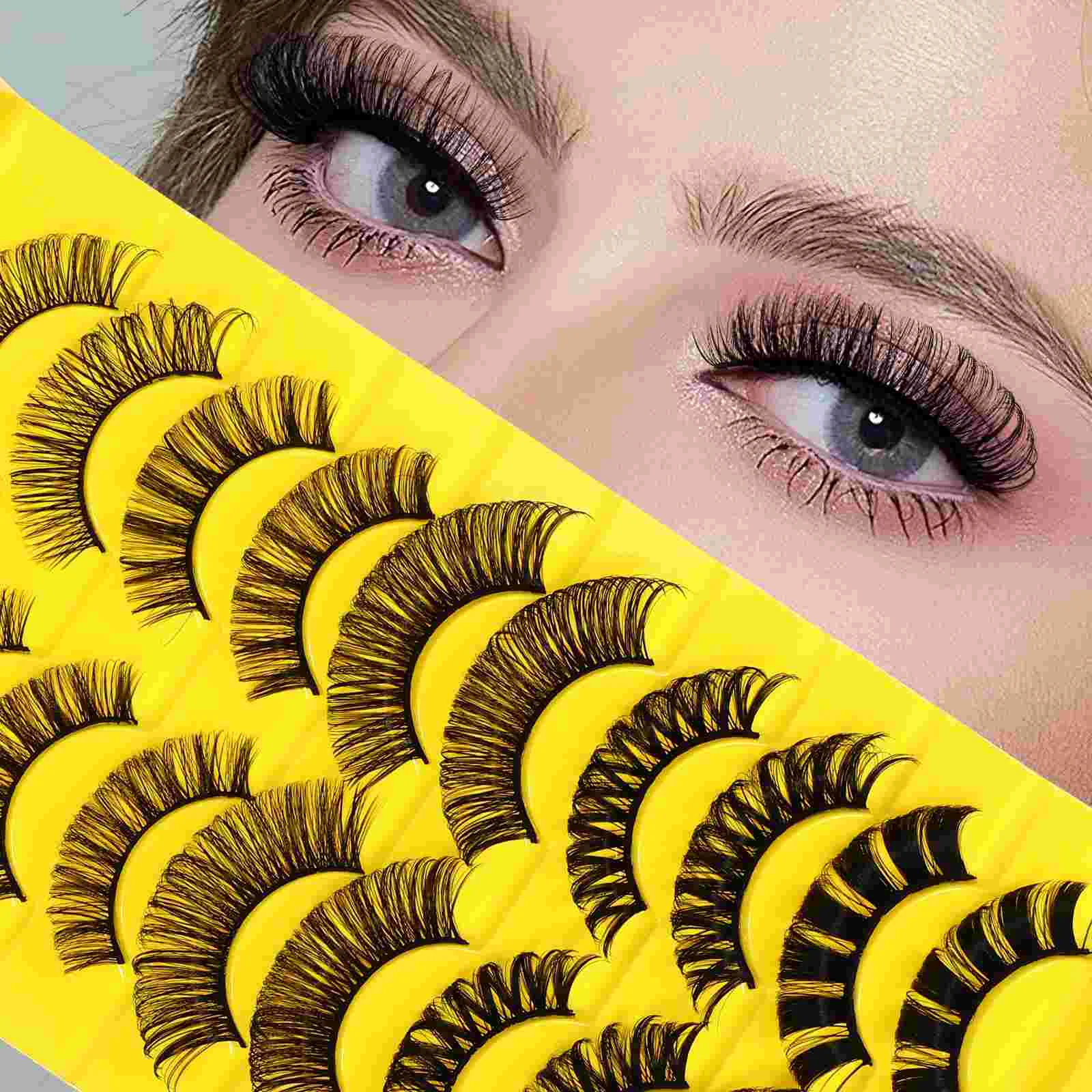 

Eyelashes False Wispy Fake Fluffy Makeup Accessories Kit Women Tools Full Natural