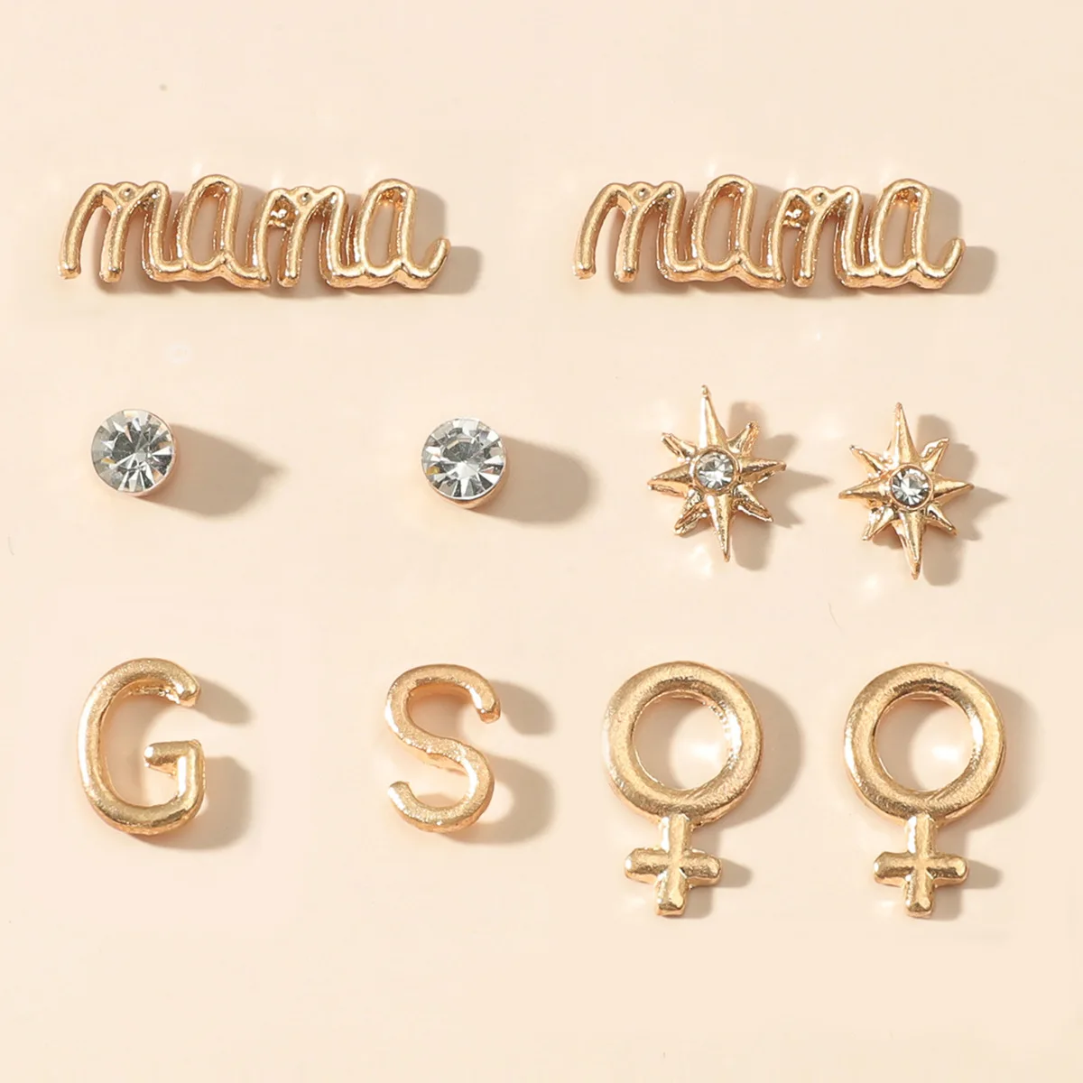 

Alloy Letters Stud Earrings Set Prevent Allergy Vintage Earrings Trendy Elegant Simple Party Jewelry Couples Accessories Wholesa