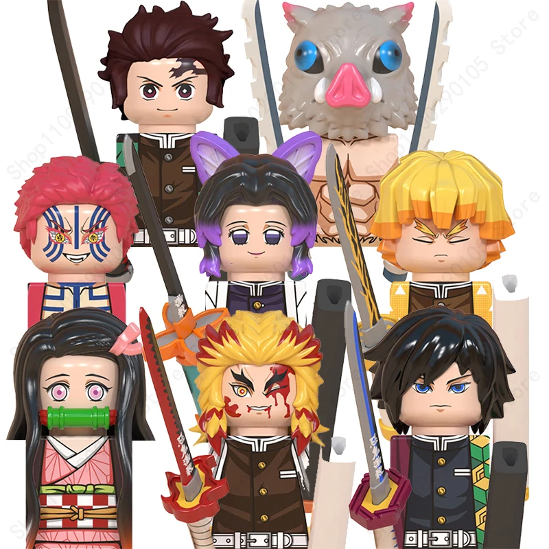 Мини Экшн-фигурка строительный блок рассекающий демонов Tanjirou Inosuke Nezuko Zenitsu Kanawo