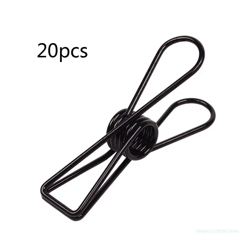 

C5AD 20 Pcs Steel Wire Clips Clothes Pins for Clothesline Outdoor Kitchen Food Bag